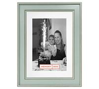 Memory Box Emmeline Light Green Frame with White mount with a Vintage Feel for Pictures, Photos, Posters Frames - for Gallery Walls, Tabletop Displays - size A1 for A2 picture With Without stand