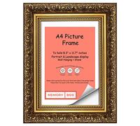 Memory Box French Baroque Style Ornate swept Antique style Picture/Photo/Poster frame - (21.0 x 29.7cm) Gold A4 - FBA - FR-Baroque-Gld-A4