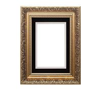 Memory Box French Baroque Style With Mount Ornate Swept Antique StylePhoto frame/picture frame/poster frame - Gold Frame with Black on White Double Mount - A1 for A2 pictures