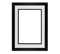 Memory Box Rainbow Range Black Matt Double Mount Photo frame/picture frame/poster frame with Perspex Sheet - White on Black Mount - 14"x11" for 12''x8 pictures