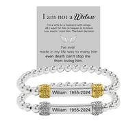 Memory Bracelet for Loss of Loved One, Personalized Angel Engraving Bracelets for Husband, Custom Name & Year Bead Bracelet - Missing You Always Family Remembrance Keepsake