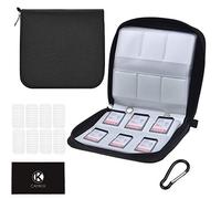 Memory Card Case - Fits up to 88x SD, SDHC, Micro SD, Mini SD and 4X CF - Holder with 88 Slots (8 Pages) - for Storage and Travel - Microfiber Cleaning Cloth, Carabiner and Labels Included (Black)