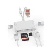 Memory Card Reader, 7-in-1 SD Card Reader & USB OTG Adapter with Micro SD & SD C ard Slots, SD Card Reader for i-Phone/i-Pad, USB-C and USB-A Devices, Supports SDHC/SDXC/MMC Apple iOS