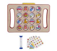 Memory Chess Toy Wooden Training Parent Child Interaction Brain Development Toys for Family Playtime Educational Gift for Kids Toddlers and Seniors with 16 Pieces Hourglass and