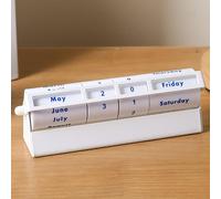 MEMORY FISH Metal Perpetual Calendar - Never Expires, Lasts Forever - Metal Frame with ABS Dials, Manual Rotating Rollers for Day, Date and Month, No Battery Vintage Office Decor for Desktop, Home