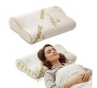 Memory Foam Bamboo Pillow | Cervical Orthopedic Neck Support Pillows | Breathable & Hypoallergenic Side Sleeper for Neck and Shoulder Pain | Anti Snore Contour Pillow (Large - 40x60 cm)