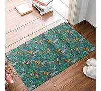 Memory Foam Bath Mat 50x80 cm,African Animals Hippo Parrot Koala and Deer Tropical Plants Flo,Soft and Comfortable, Super Water Absorption, Non-Slip, Machine Wash, Easier to Dry for Bathroom Floor Rug