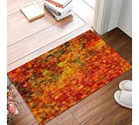 Memory Foam Bath Mat 50x80 cm,Burnt Orange Vintage Mosaic Background Quadratic Little Geometr,Soft and Comfortable, Super Water Absorption, Non-Slip, Machine Wash, Easier to Dry for Bathroom Floor Rug