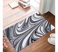 Memory Foam Bath Mat 50x80 cm,Mix of White and Black Hallucinatory Surreal Liquid Marble Figu,Soft and Comfortable, Super Water Absorption, Non-Slip, Machine Wash, Easier to Dry for Bathroom Floor Rug