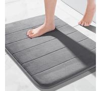 Memory Foam Bath Mat Rug, 24 x 17 Inches, Comfortable, Soft, Non-Slip, Super Absorbent, Quick Drying Bathroom Rug for Floor, Tub & Shower, Machine Washable, Thick, Grey
