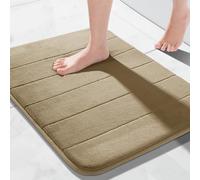 Memory Foam Bath Mat Rug, 24 x 17 Inches, Comfortable, Soft, Non-Slip, Super Absorbent, Quick Drying Bathroom Rug for Floor, Tub & Shower, Machine Washable, Thick, Pale Khaki