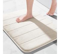 Memory Foam Bath Mat Rug, 24 x 17 Inches, Comfortable, Soft, Non-Slip, Super Absorbent, Quick Drying Bathroom Rug for Floor, Tub & Shower, Machine Washable, Thick, Cream