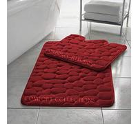 Memory Foam Bath Mat Set 2 Piece Non Slip Pedestal and Bath Mat Set Toilet Bathroom Rug New, Red By Comfort Collections