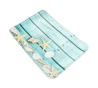 Memory Foam Bathroom Door Mat Sea Star Pattern Non Slip Kitchen Floor | Polyester Surface, Cushioning Support, Helps Foot Pressure, Water Absorbing Design, Suitable for Wet Feet and Shoes