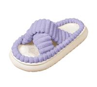 Memory Foam Bathroom Slippers Women Men Anti-Skid Comfortable Indoors & Outdoor House Shoes Classic Plush Fleece Lined Cute Bathroom Slippers Light Purple UK Size 6