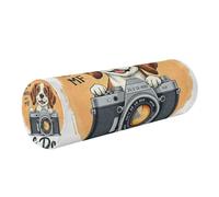 Memory Foam Bolster Round Body Pillow with Washable Cover Ergonomically Designed for Head, Back, and Legs, Life is Dogs Beagle Camera Funny OneSize