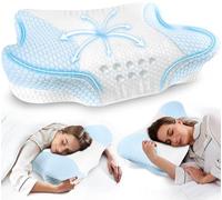 Memory Foam Cervical Neck Pillows - Side Sleeper Pillow for Pain Relief Contour Memory Foam Pillows Ergonomic Neck Support - Blue