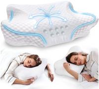 Memory Foam Cervical Neck Pillows - Side Sleeper Pillows for Pain Relief Contour Memory Foam Pillows Ergonomic Neck Support - Adjustable Orthopedic Bed Pillows with Breathable Pillowcase Queen