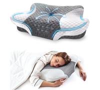 Memory Foam Cervical Neck Pillows - Side Sleeper Pillows for Pain Relief Contour Memory Foam Pillows Ergonomic Neck Support - Adjustable Orthopedic Bed Pillows with Breathable Pillowcase for Sleeping