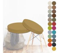Memory Foam Chair Cushions Set of 2 Round Outdoor/Indoor Seat Pads for Dining Chairs Garden Furniture Accessories Comfortable Khaki 30x30x8 cm