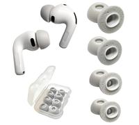 Memory Foam Ear Tips for AirPods Pro 3 - Replacement Tips [XS/S/M/L 4-Pairs] - Noise Isolation & Secure Fit, Compatible with Apple AirPods Pro 3rd Generation, All-Day Comfort (Gray White)