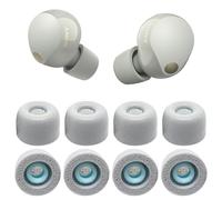 Memory Foam Eartips for Sony WF-1000XM5 WF-1000XM4 Earbuds Tips Replacement Fit in Charging Case Anti-Slip Soft Earphone Tips for WF-1000XM3 WF-SP900 WF-XB700 WI-1000X 4Pairs Silver (L)