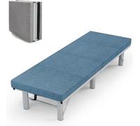 Memory Foam Folding Rollaway Bed with Thick Mattress for Adults Durable Metal Frame Stable Support Ideal for Home Office Breaks Portable with Wheels (Grey 194x80x46cm)