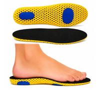 Memory Foam Insoles for Men & Women, Elastic Shock Absorbing Foot Pain Relief Inserts, Breathable Honeycomb Cushion, Ergonomic Arch Support, Sports Shoe Replacement (Small 36-39, Yellow)
