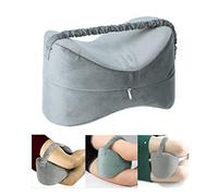 Memory Foam Knee Support Pillow, Multi Functional Orthopedic Leg Pillow with Elastic Strap, Side Sleeping Leg Rest Pillow for Sciatica, Spine Alignment and Pregnancy,Grey