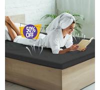 Memory Foam Mattress Topper Double - Removable Zipped Cover, Breathable & Washable, Orthopaedic Support for Hard Mattress, Caravan & Double Bed, 60-Night Sleep Trial, 135 x 190 x 5cm - Black