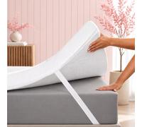 Memory Foam Mattress Topper Orthopaedic Cooling Bamboo Bed Topper | 7cm Dual-Layer Cooling | Washable Bamboo Cover | Pressure Relief | Secure Elasticated Straps | Super King (180x200x7cm)