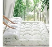 Memory Foam Mattress Topper Queen - 1500 GSM Viscose Made from Bambu Pillow Top Mattress Topper Cooling & Body-Contouring Support for Back Pain Relief with 8"-18" Deep Pocket (60"x80")