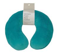 Memory Foam Neck Cushion - Green Velour Removable Cover - Reduces Neck Tension