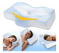 Memory Foam Neck Support Pillow for Neck and Shoulder Pain Sleeping with Cooling Pillowcase Ergonomic Cervical Pillow 5X Pain Relief Contour Bed