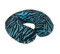 Memory Foam Neck Travel Cushion - Removeable Velour Cover - Blue Tiger Print