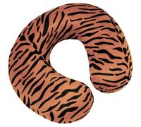 Memory Foam Neck Travel Cushion - Removeable Velour Cover - Brown Tiger Print