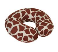 Memory Foam Neck Travel Cushion - Soft Velour Cover - Giraffe Print Design