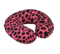 Memory Foam Neck Travel Cushion - Soft Velour Cover - Pink Leopard Print Design
