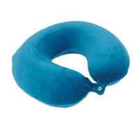 Memory Foam Neck Travel Cushion - Soft Velour Removeable Cover - Green Fabric