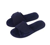 Memory Foam Open Toe Slippers for Women Men Adjustable Hook & Loop Slip On Slippers Light Ladies Cotton Fleece Indoor Home Shoes Effective Quiet Solid Color Simple Non-Slip Couples House Slippers