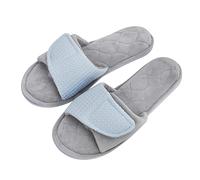 Memory Foam Open Toe Slippers for Women Men Adjustable Hook & Loop Slip On Slippers Light Ladies Cotton Fleece Indoor Home Shoes Effective Quiet Solid Color Simple Non-Slip Couples House Slippers