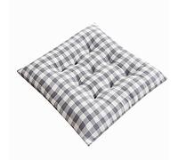 Memory Foam Pads Tufted, Check Chair Pads with Ties Black and White Gingham Plaid Soft Comfortable Grid Seat Cushions(Grey)