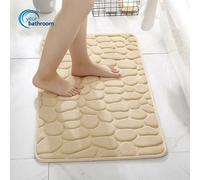 Memory Foam Pebbles Bath / Pedestal Mat Set Non Slip 2 Piece Cream
