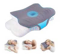 Memory Foam Pillow, Adjustable Butterfly Ergonomic Pillow, Cervical Neck Pillow for Pain Relief Contour Ergonomic Orthopedic Support Bed Pillow for Side Back Stomach Sleepers, Cooling Washable Cover