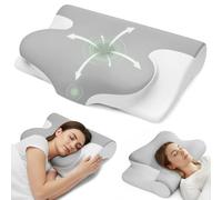 Memory Foam Pillow for Neck - Ergonomic Cervical Contour Pillow Adjustable Height Neck Support Pillow for Side Back Stomach Sleepers Cooling Breathable Pillow with Removable Washable Cover