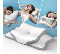 Memory Foam Pillow, Supportive Neck pillow, Comfortable Pillow, Ergonomic Side/Back/Stomach sleeper Cooling Pillow with Removable Cover (Grey)