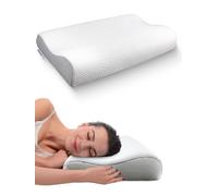 Memory Foam Pillow with Ergonomic Contour - Orthopaedic Neck & Shoulder Pain Relief, Hypoallergenic Queen Size (24" x 13.8") for Side, Back, Stomach Sleepers | CertiPUR-Certified & Breathable Cover
