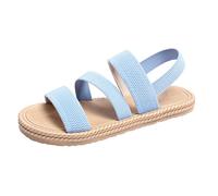 Memory Foam Sandals Ladies Strappy Sandals Flat Women Shoes Adult Female Long Slipper Socks for Women Women Summer Solid Color Slip On Casual Toe Flat Open Toe Sandals for Women (Light Blue, 4)