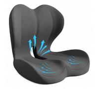 Memory Foam Seat Cushion,L-Shaped Ergonomic Office Chair Cushion,Dark Grey | with Lumbar Support,for Back & Tailbone Pain Relief,Breathable Car Seat Pad,for Long Driving,Gaming Chair,18.1*16.5*15"