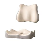 Memory Foam Seat Cushion with Lumbar Support - Back Support for Office Chair, Coccyx Pad for Gaming Chair, Wheelchair - Car Seat Cushions for Driving - Non-Slip Base (Beige)